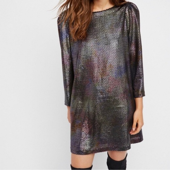 Free People Diamonds are Forever Shimmering Dress - Black and Silver OB667962 - Picture 4 of 7